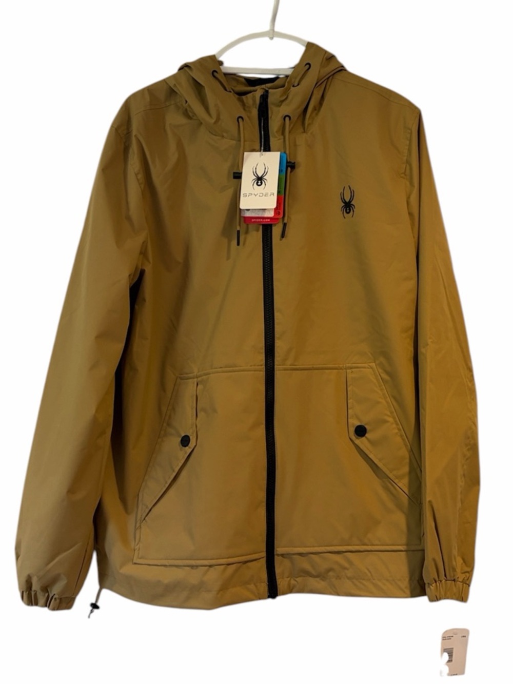 Spyder Men's Hooded Windbreaker Jacket size large - tan khaki
